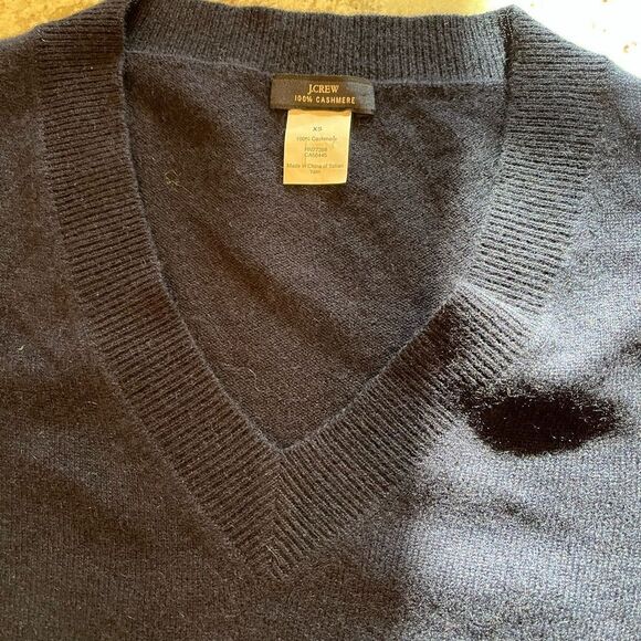 J. Crew Navy V-Neck Cashmere Sweater sz XS - Picture 2 of 5